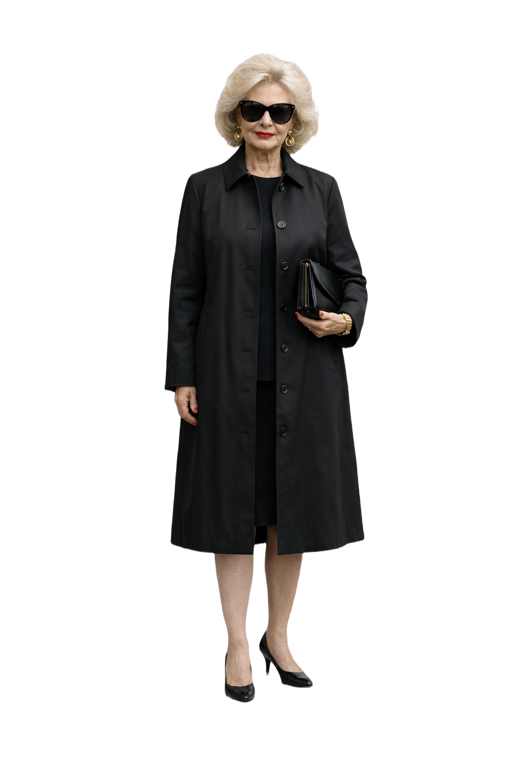 1980s Black Cotton Trench Coat - Model