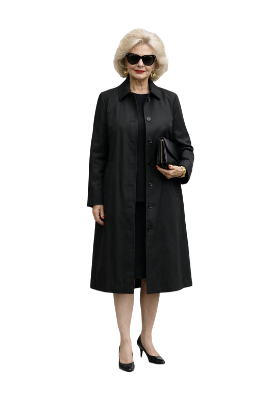 1980s Black Cotton Trench Coat - Model