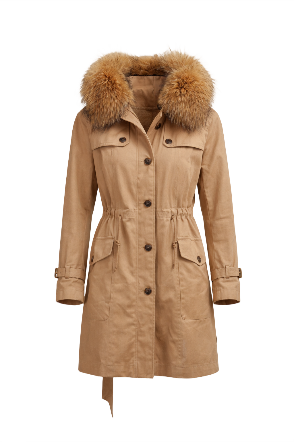 1980s Tan Cotton Coat - Front View