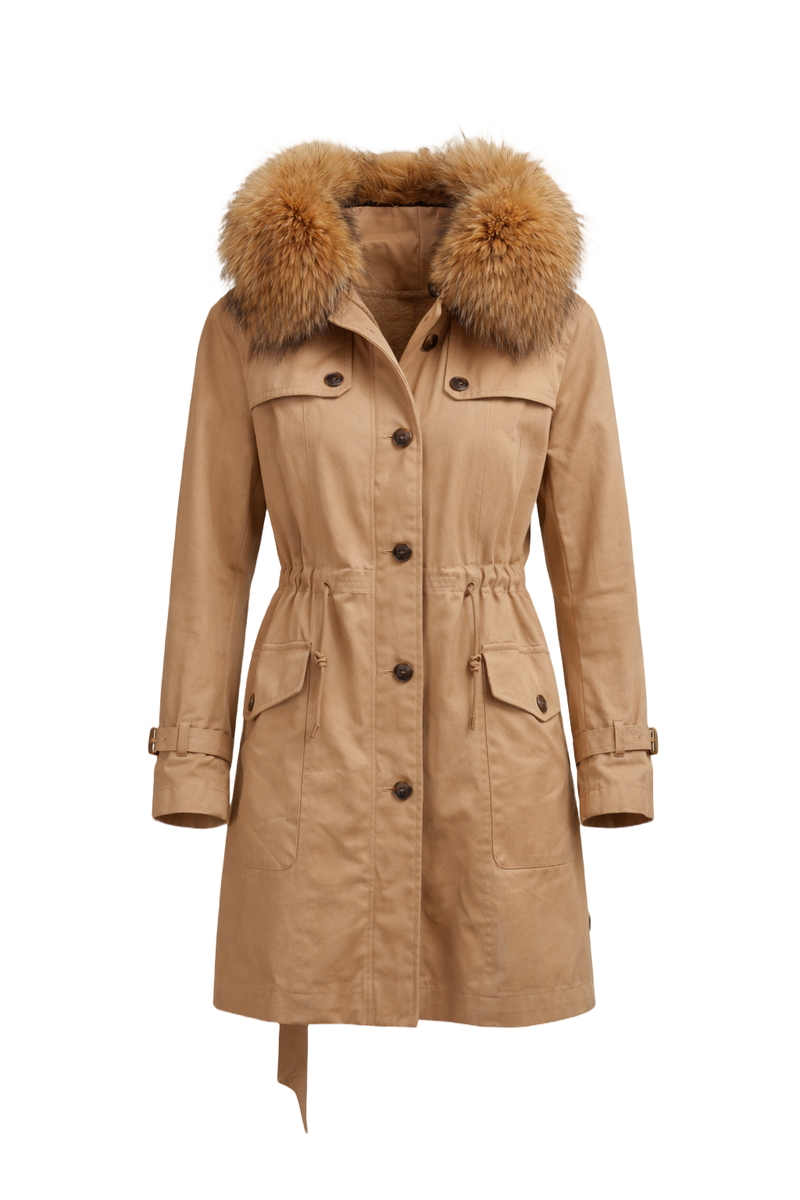 1980s Tan Cotton Coat - Front View
