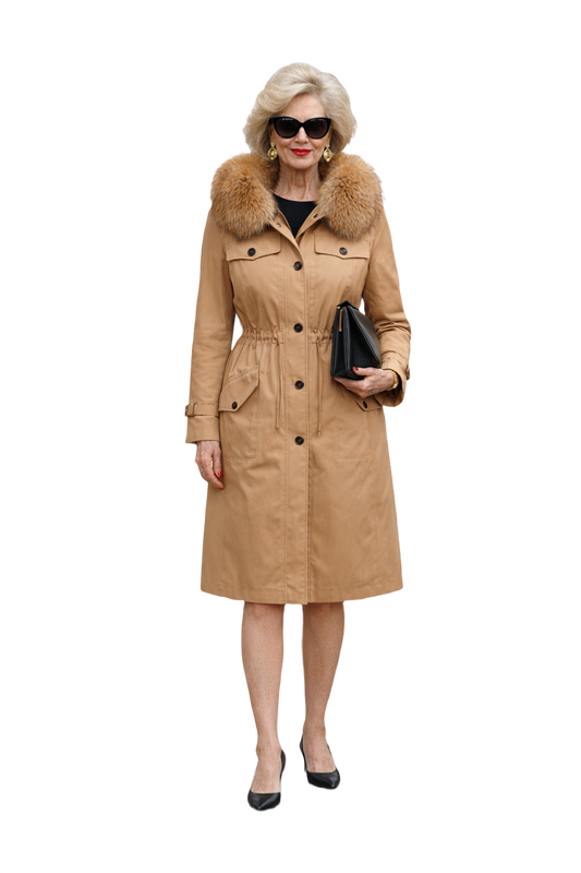 1980s Tan Cotton Coat - Model