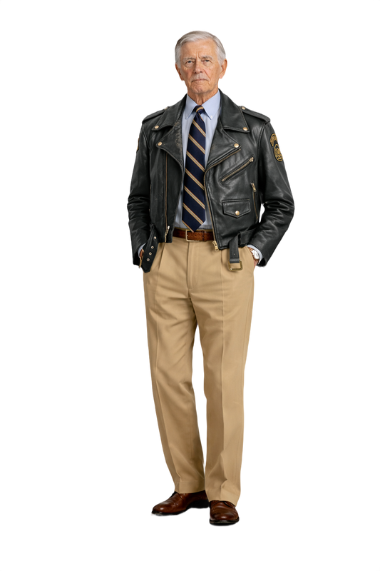 1960s Black Leather Mens Jacket - Model