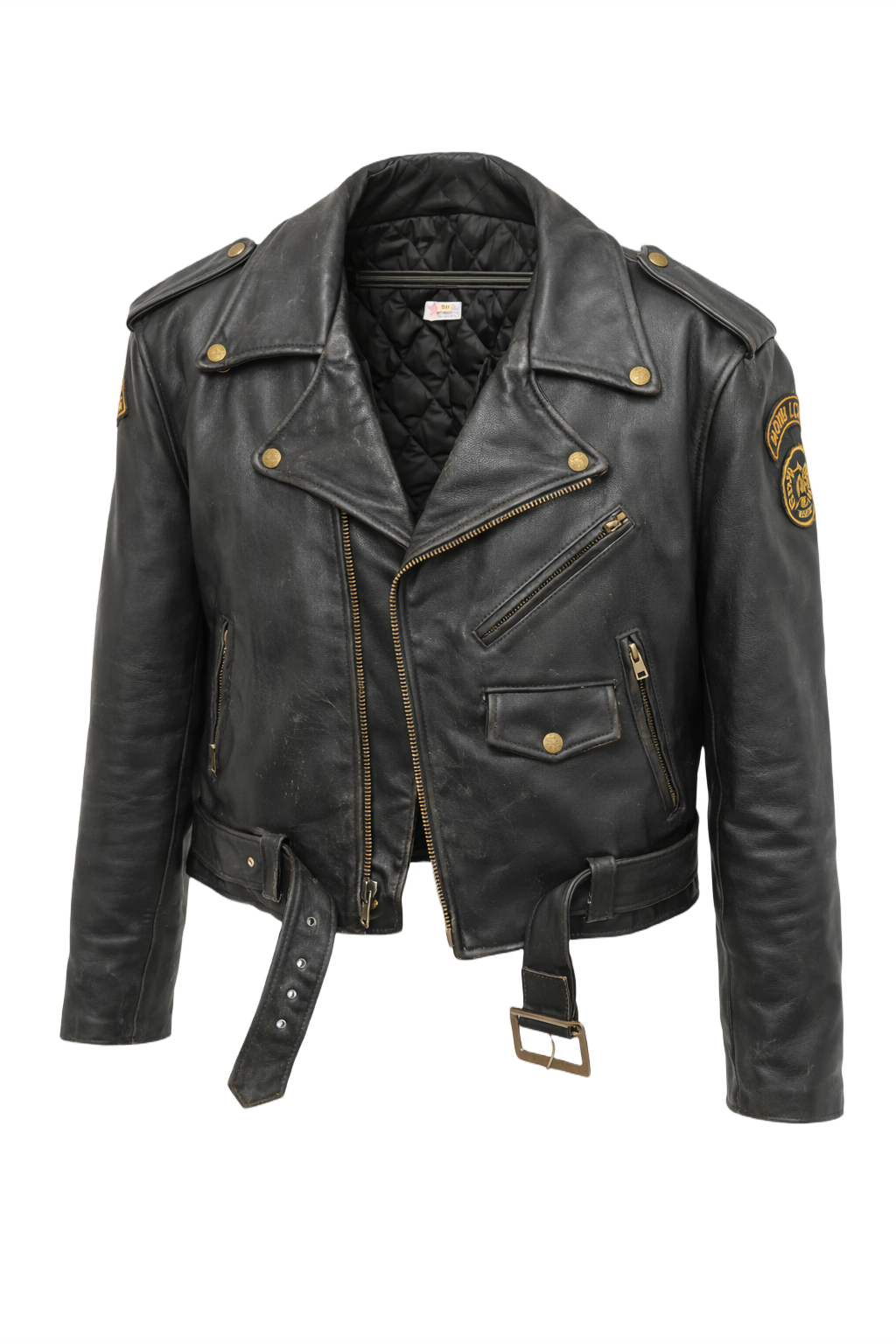 1960s Black Leather Mens Jacket - Front View