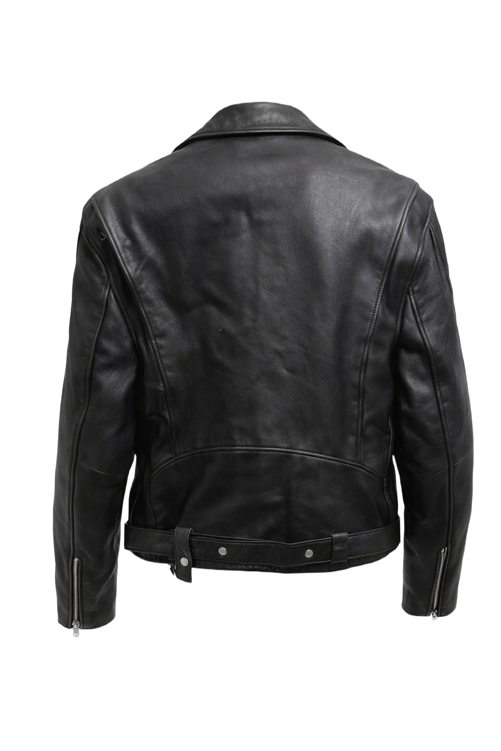 1960s Black Leather Mens Jacket - Back View