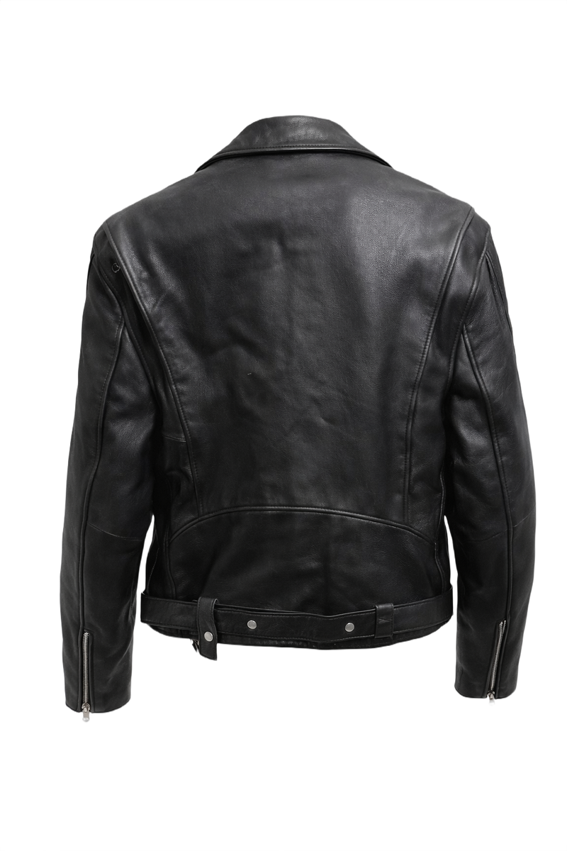1960s Black Leather Mens Jacket - Back View