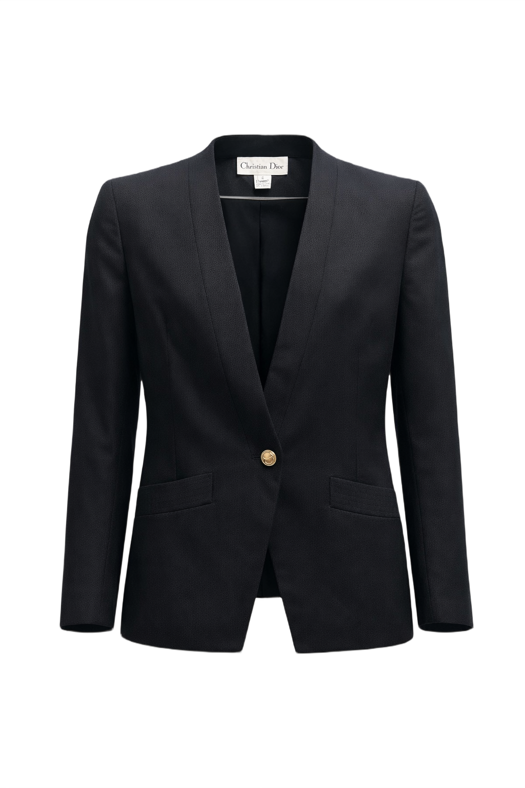1980s Black Wool Blazer - Front View