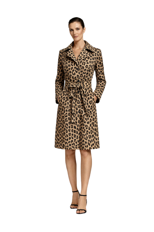 1990s Leopard Print Synthetic Coat - Model