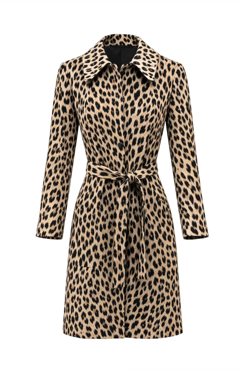 1990s Leopard Print Synthetic Coat - Front View
