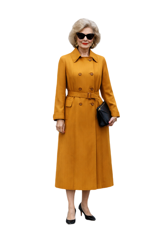 1980s Mustard Brown Cotton Blend Trench Coat - Model