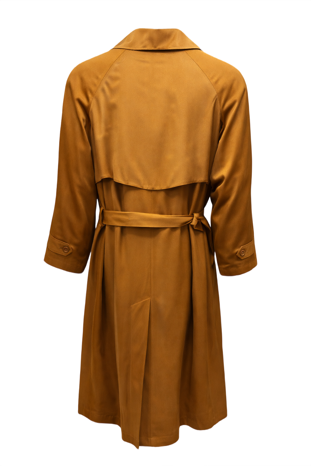 1980s Mustard Brown Cotton Blend Trench Coat - Back View