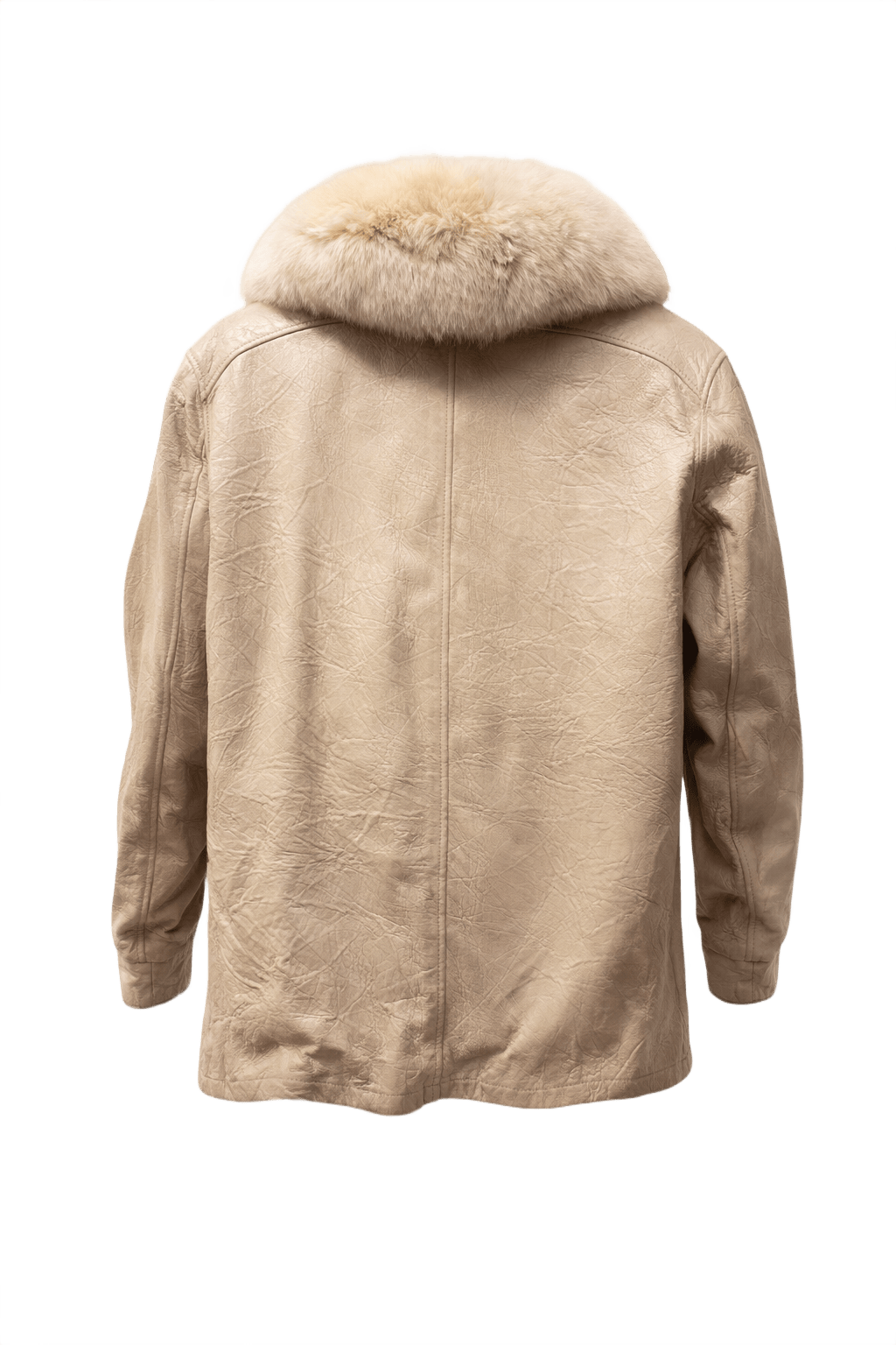 1990s Beige Leather Jacket - Back View