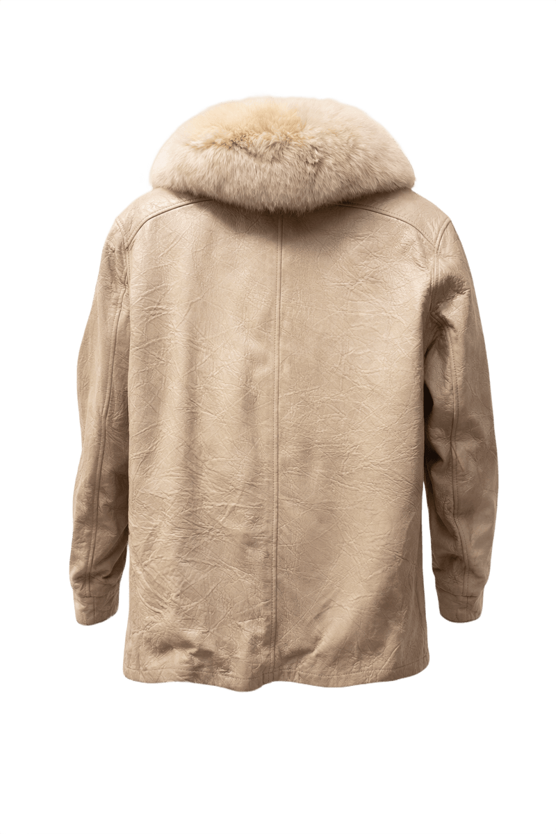 1990s Beige Leather Jacket - Back View