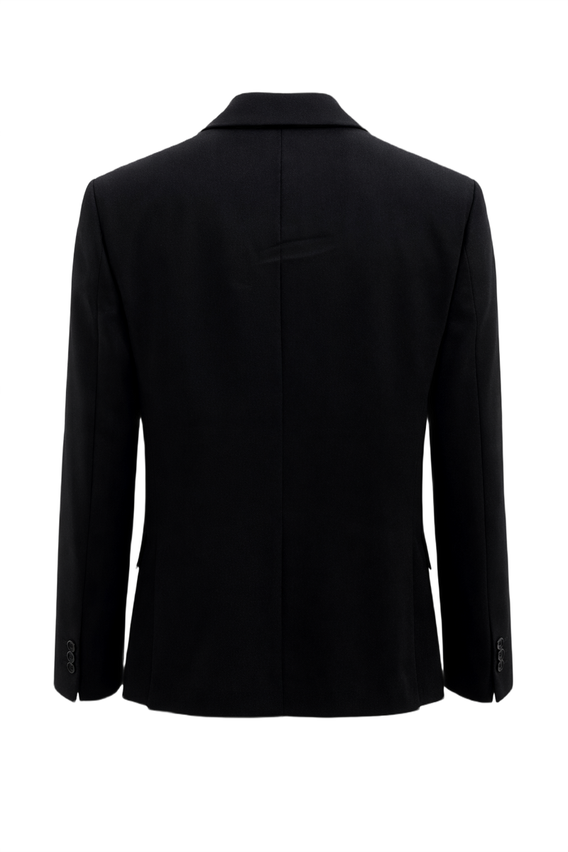 1990s Black Wool Blazer - Back View