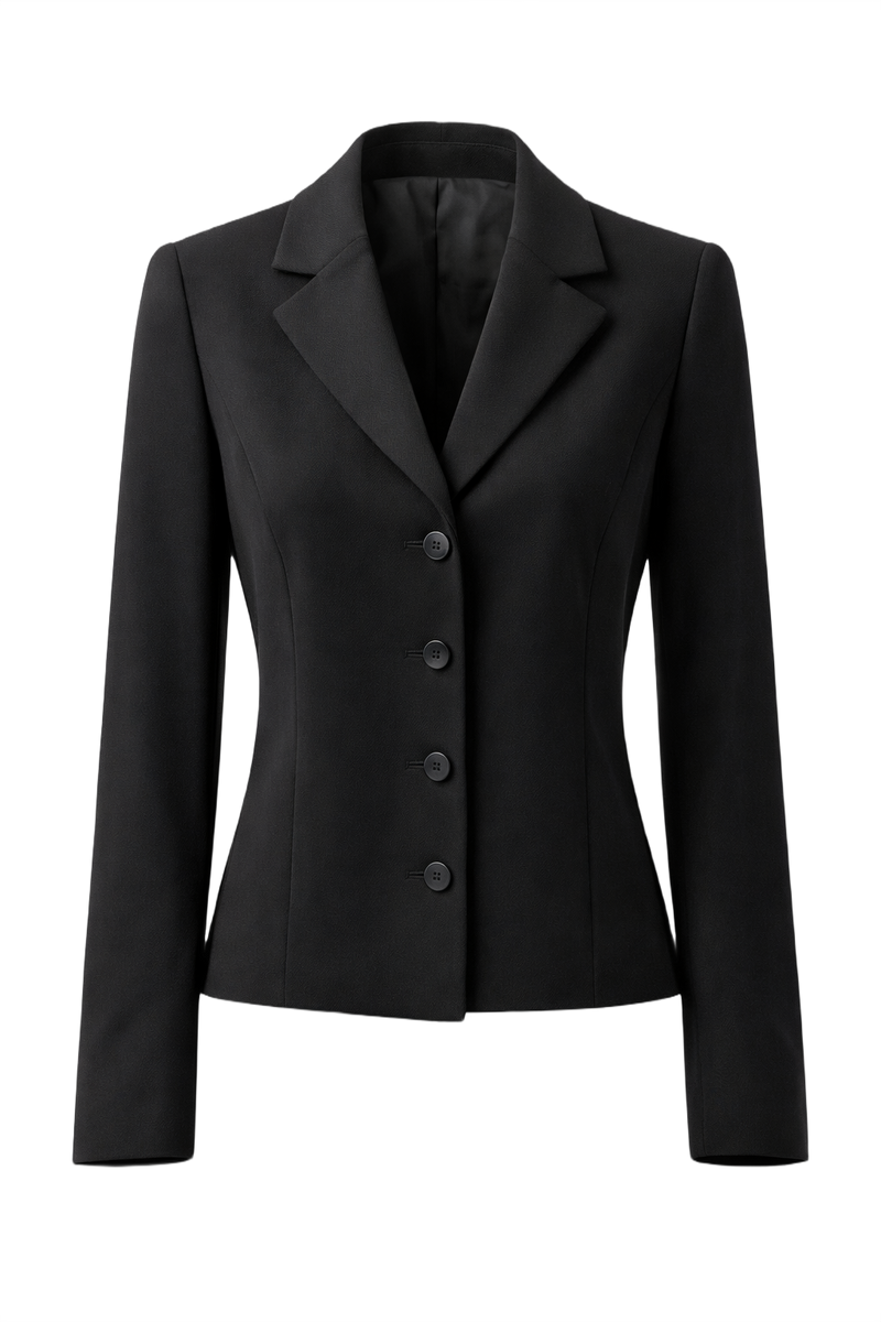 1990s Black Wool Blazer - Front View