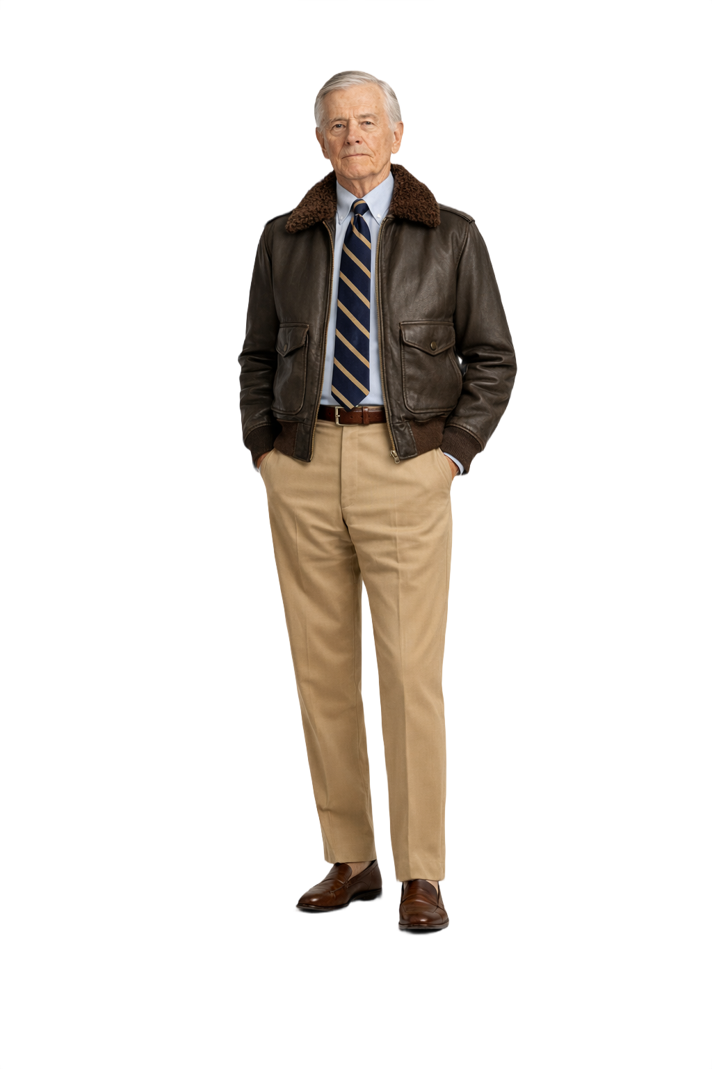 1960s Dark Brown Leather Bomber Jacket - Model