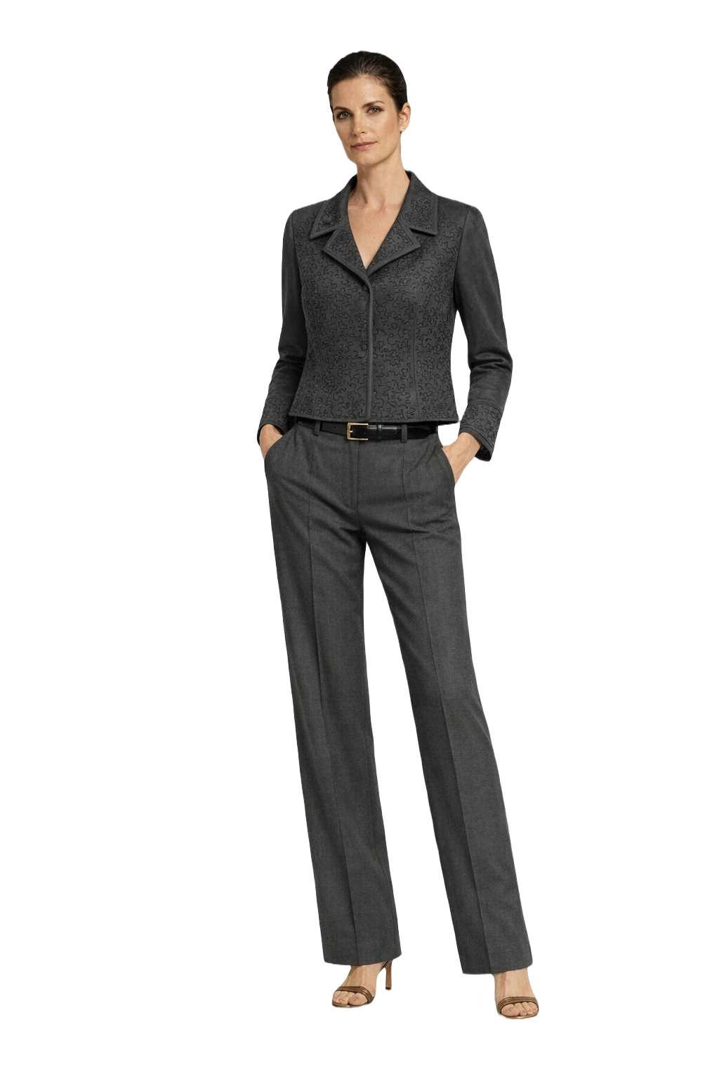 1990s Dark Grey Suede Jacket - Model