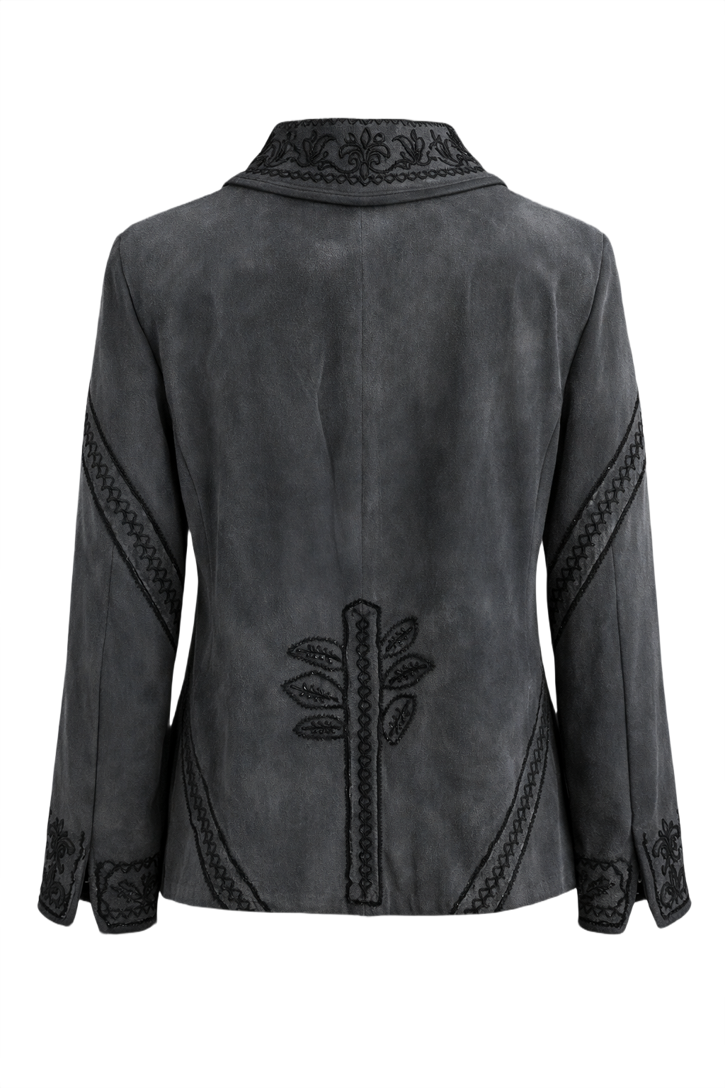 1990s Dark Grey Suede Jacket - Back View