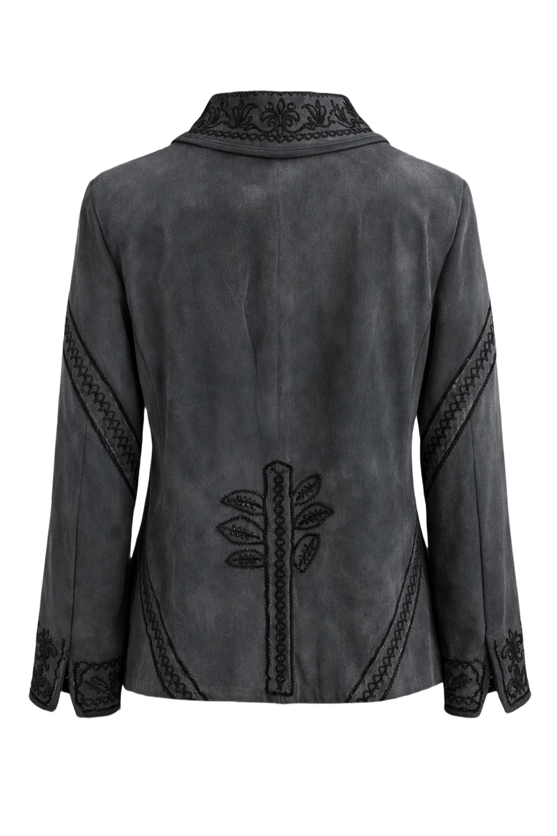 1990s Dark Grey Suede Jacket - Back View