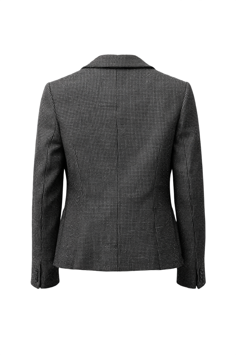 1980s Black and White Wool Blazer - Back View