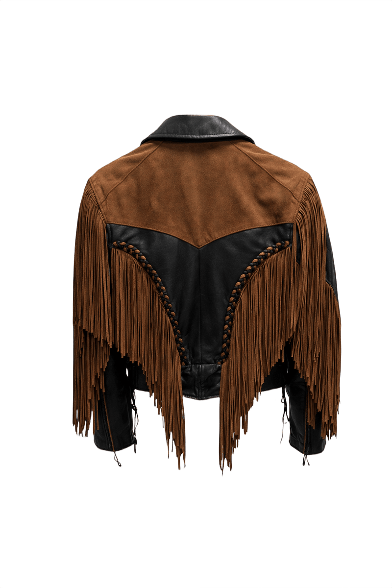 1970s Black Leather Jacket - Back View