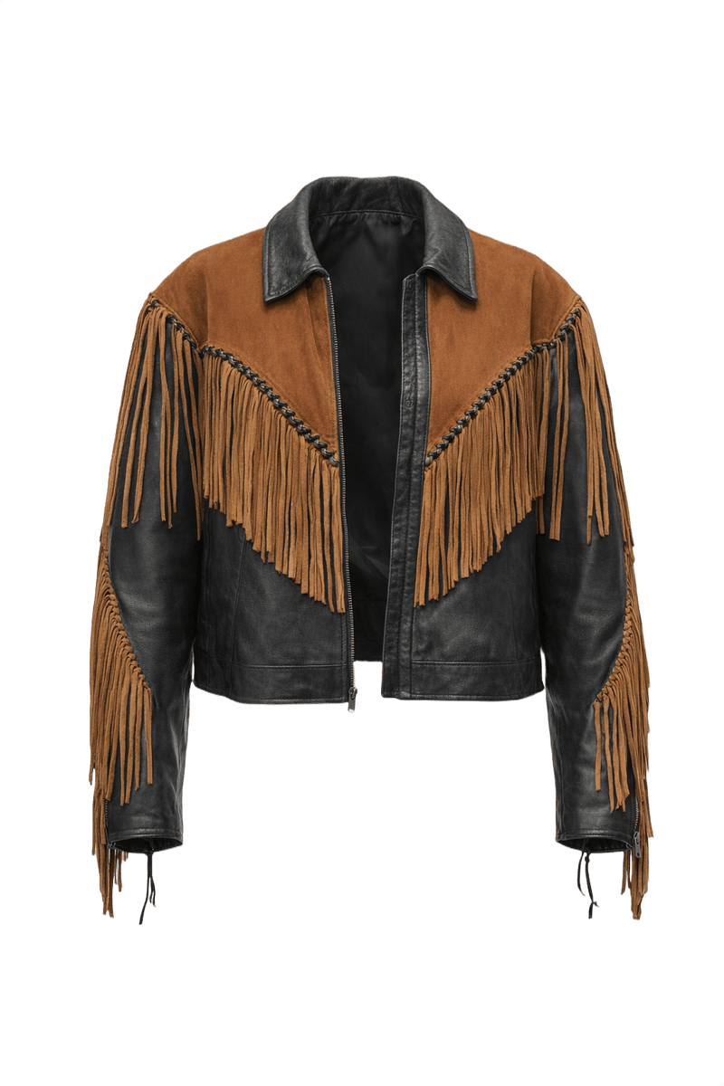 1970s Black Leather Jacket - Front View