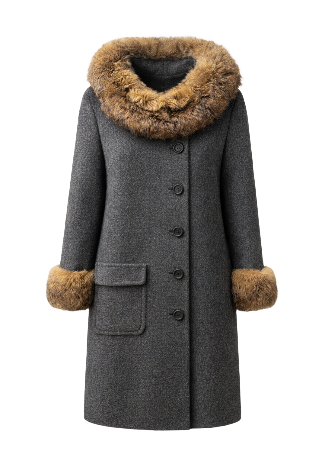 1960s Charcoal Grey Wool Coat - Front View