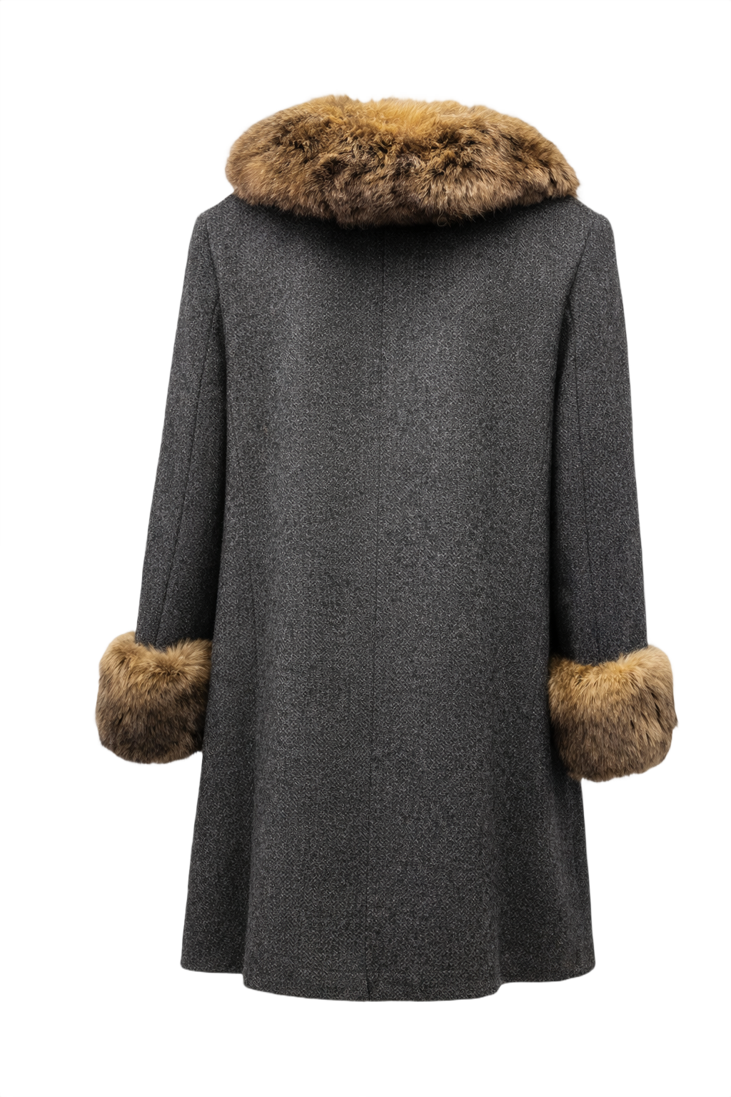 1960s Charcoal Grey Wool Coat - Back View