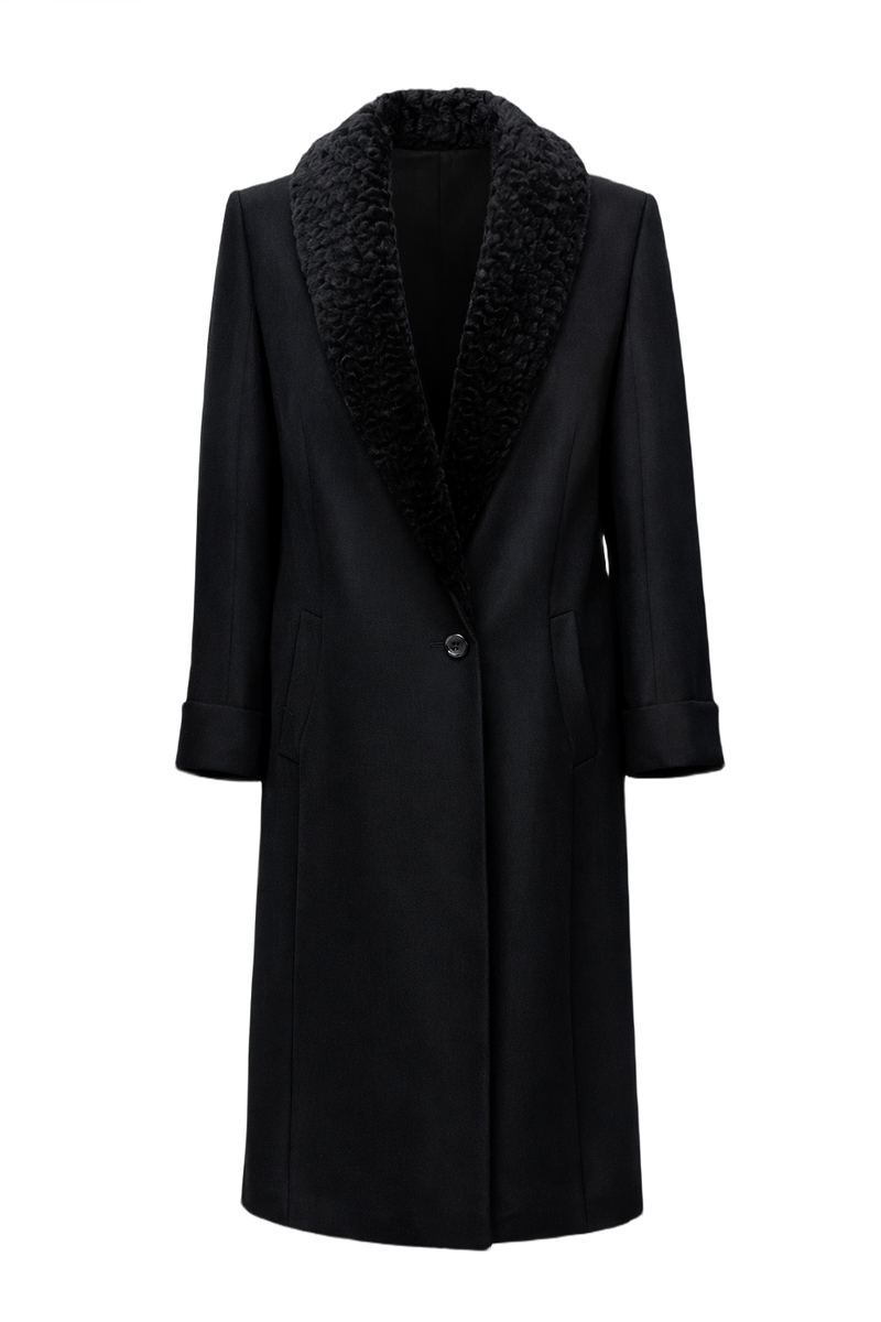 1990s Black Wool Coat - Front View