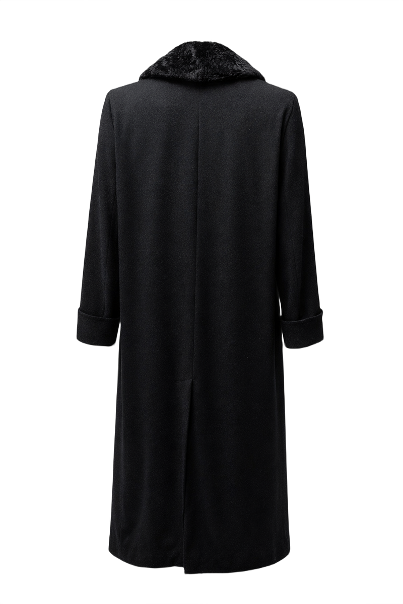 1990s Black Wool Coat - Back View