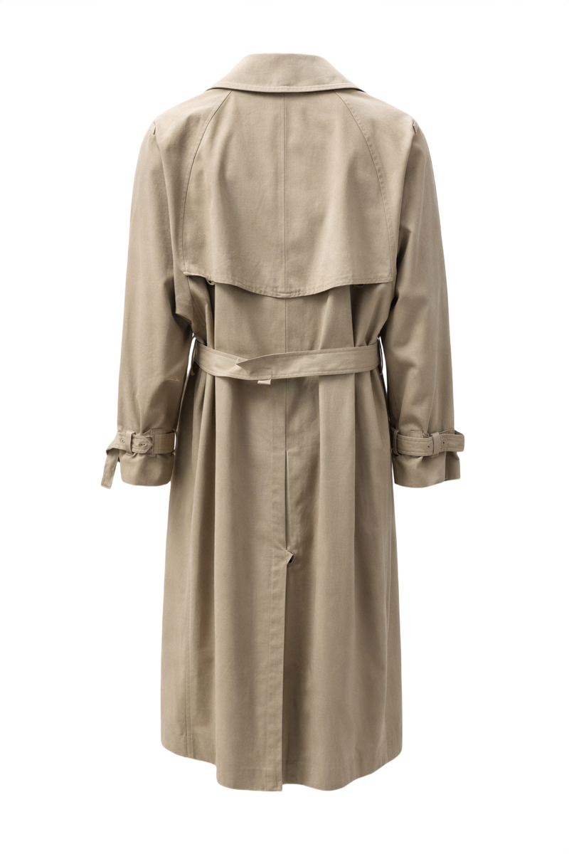 1980s Beige Cotton Trench Coat - Back View