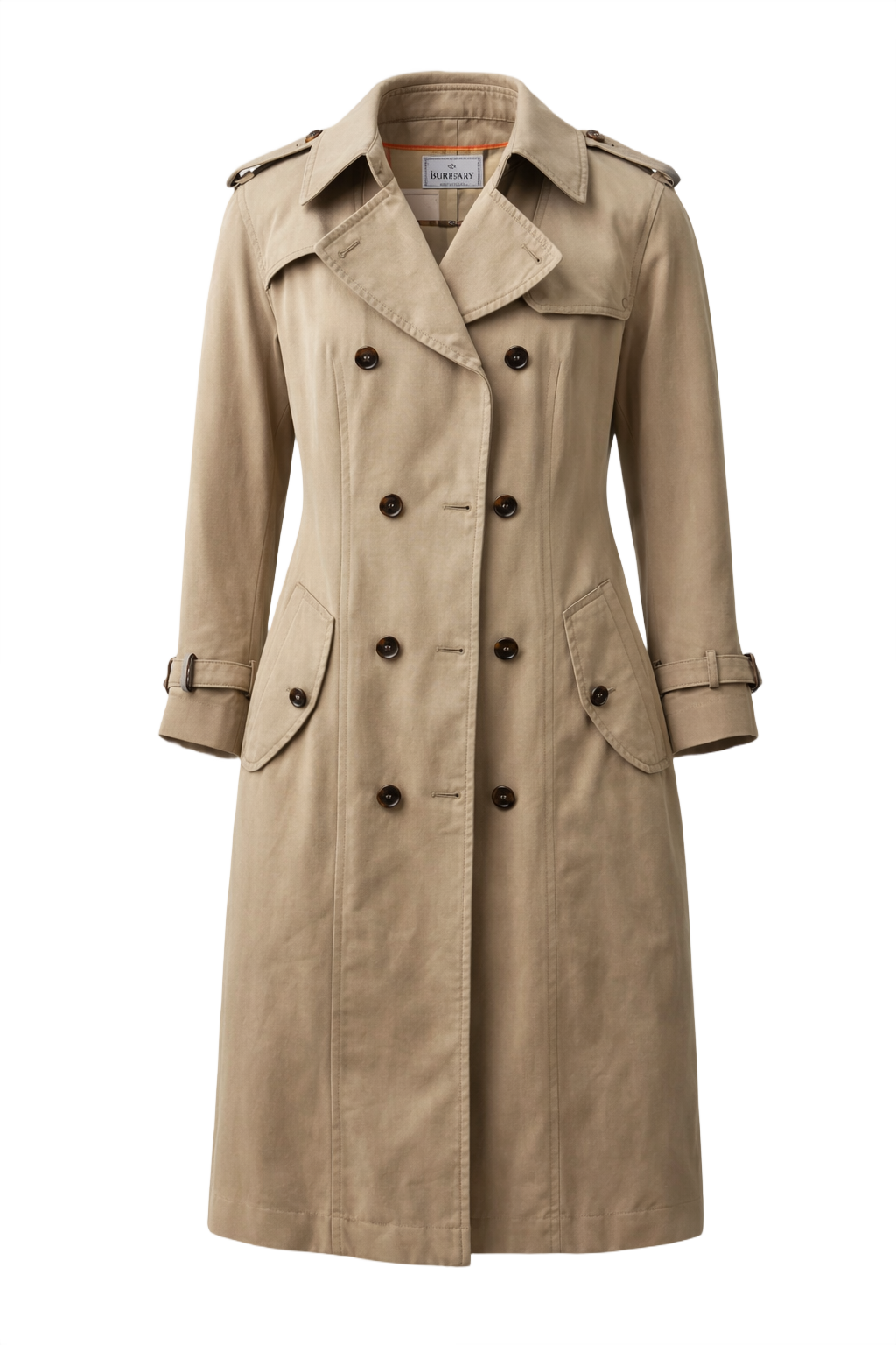 1980s Beige Cotton Trench Coat - Front View