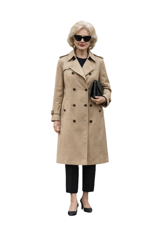 1980s Beige Cotton Trench Coat - Model