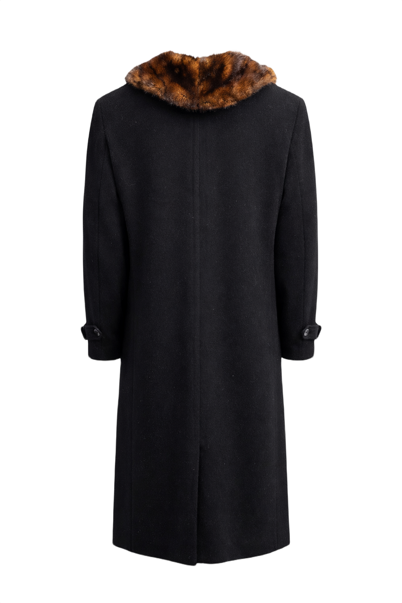 1990s Black Wool Coat - Back View