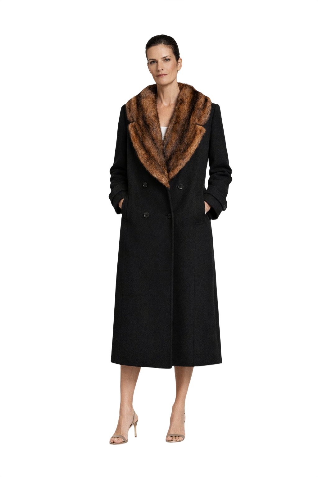 1990s Black Wool Coat - Model