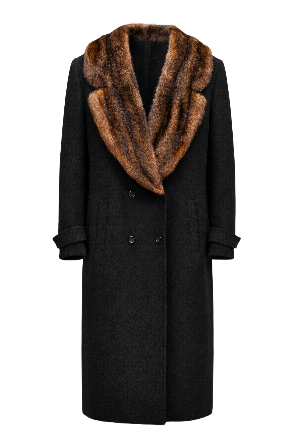 1990s Black Wool Coat - Front View