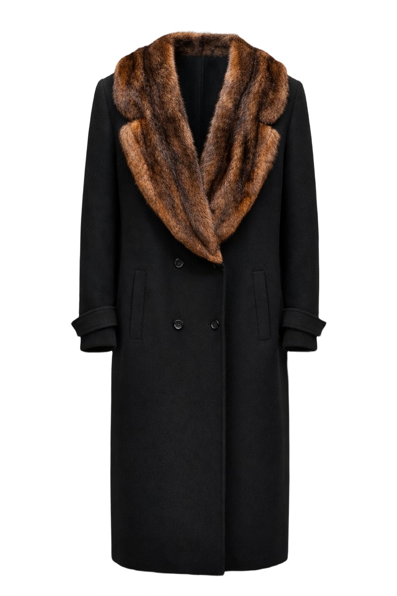 1990s Black Wool Coat - Front View
