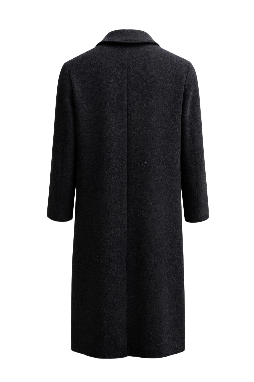 1970s Black Wool Coat - Back View