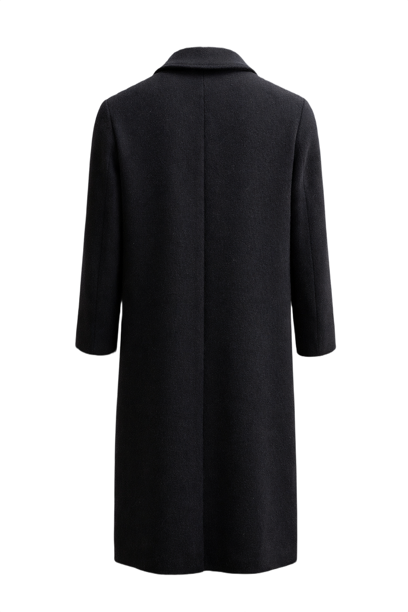 1970s Black Wool Coat - Back View