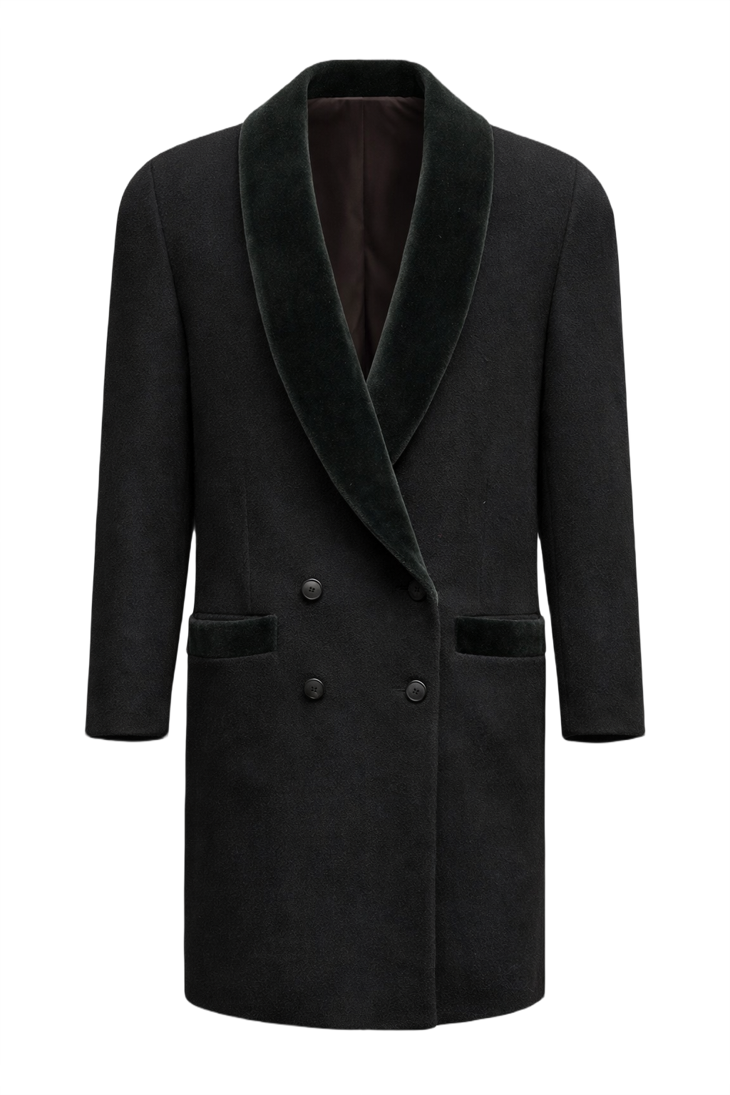 1970s Black Wool Coat - Front View