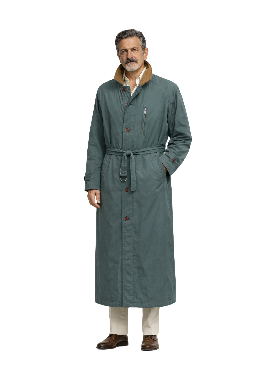 1980s Dark Teal Cotton Blend Coat - Model