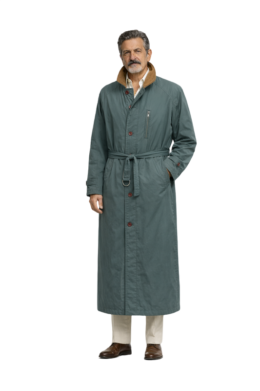 1980s Dark Teal Cotton Blend Coat - Model