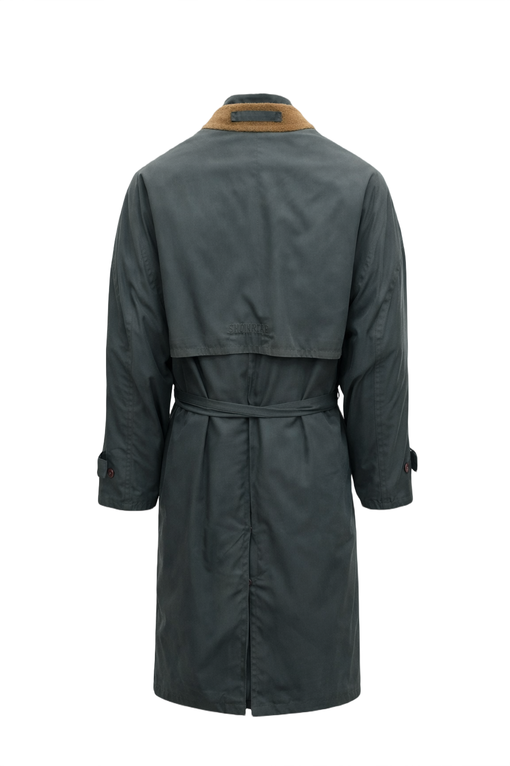 1980s Dark Teal Cotton Blend Coat - Back View