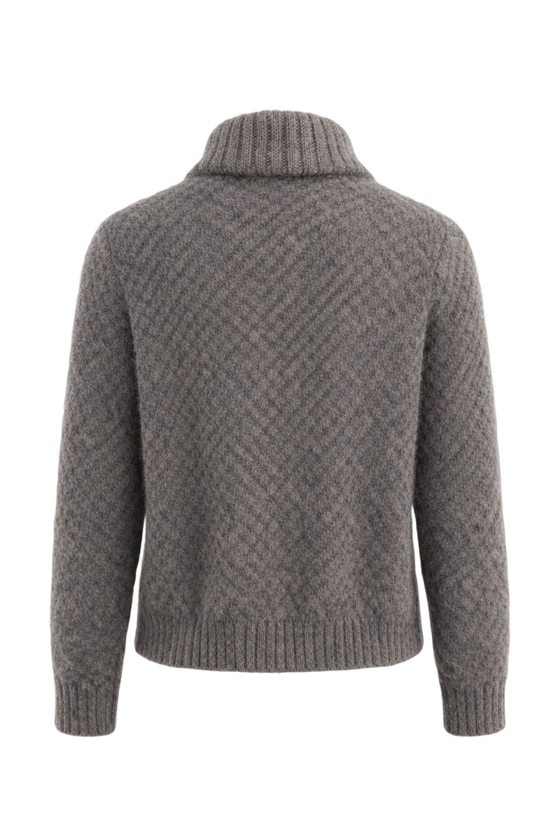 1970s Dark Gray Wool Cardigan - Back View