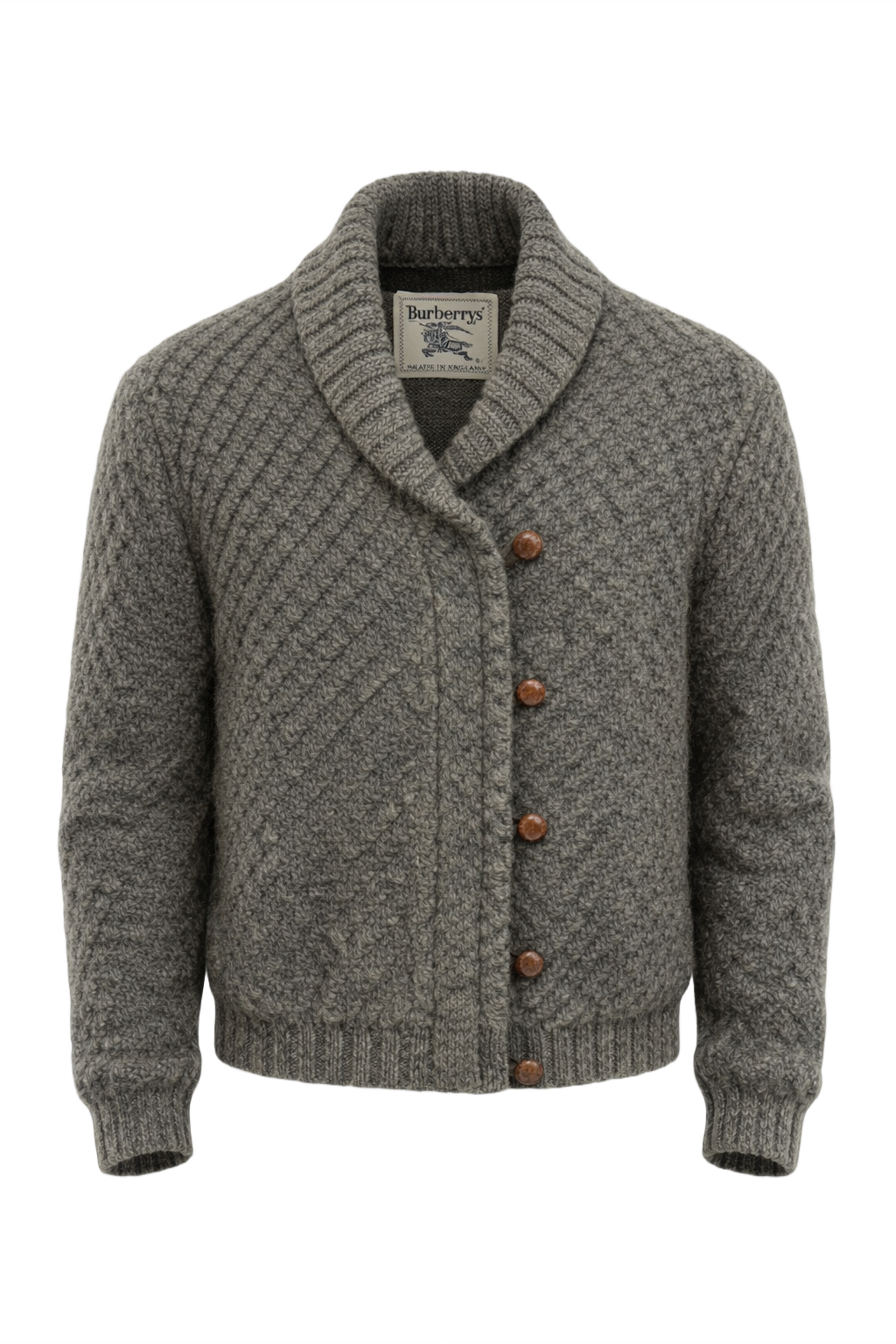 1970s Dark Gray Wool Cardigan - Front View
