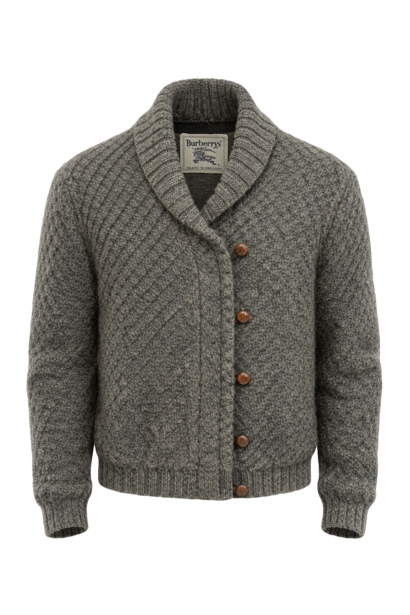 1970s Dark Gray Wool Cardigan - Front View