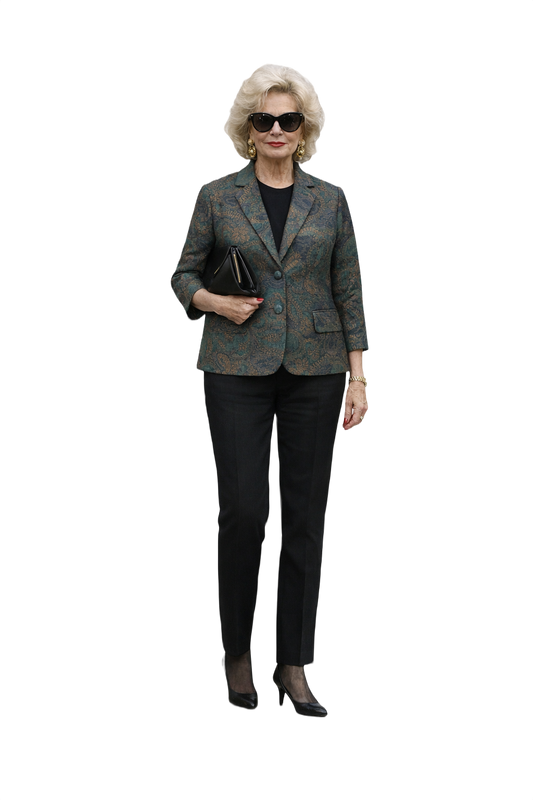 1980s Dark Green Wool Blend Blazer - Model