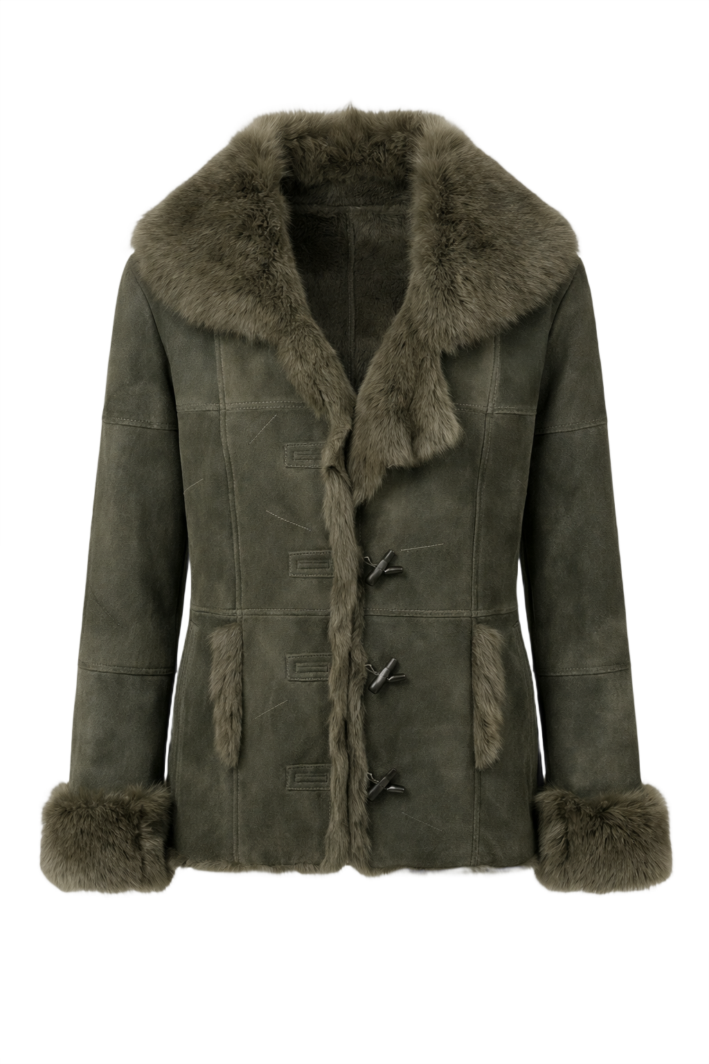 1990s Olive Green Suede Jacket - Front View