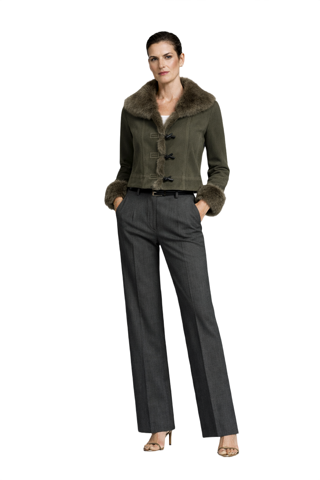 1990s Olive Green Suede Jacket - Model