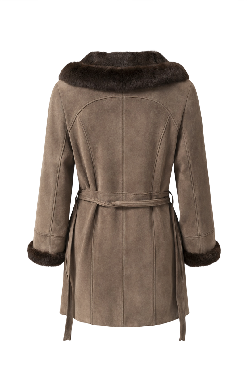 1990s Taupe Suede Coat - Back View