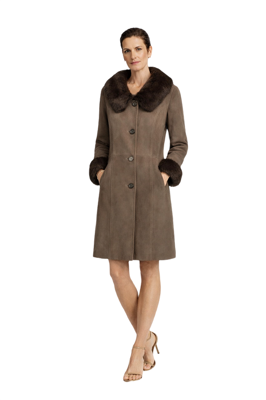 1990s Taupe Suede Coat - Model